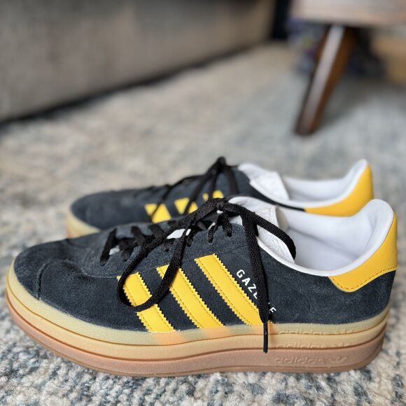 Adidas Platform Gazelle Bold Size 9 Women’s Core Black & Bold Gold - Picture 3 of 7